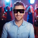 fashion photography in china led glasses Guy at party