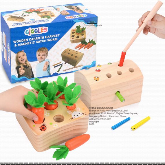Amazon Product Photography in China Children's wooden toys wormhole + carrots Listing Main picture